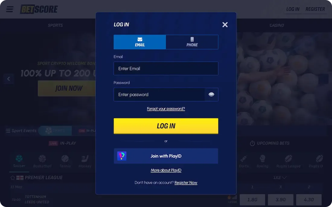 betscore casino email login